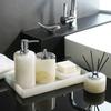 White Onyx Natural Marble Bathroom Accessories Luxury Soap Dispenser Cotton Swabs Container Reed diffuser Tray Bathroom Set