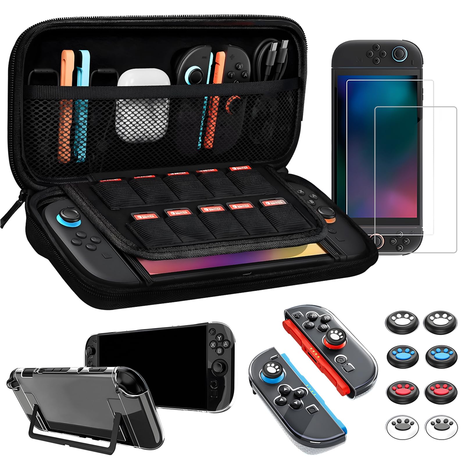 

Smatorch Switch 2 Case Industry New Switch 2 Case EVA Hard Shell Storage Case Glass Protective Film 2 Separate Design PC Cover TPU Grip Cover 8 Stick