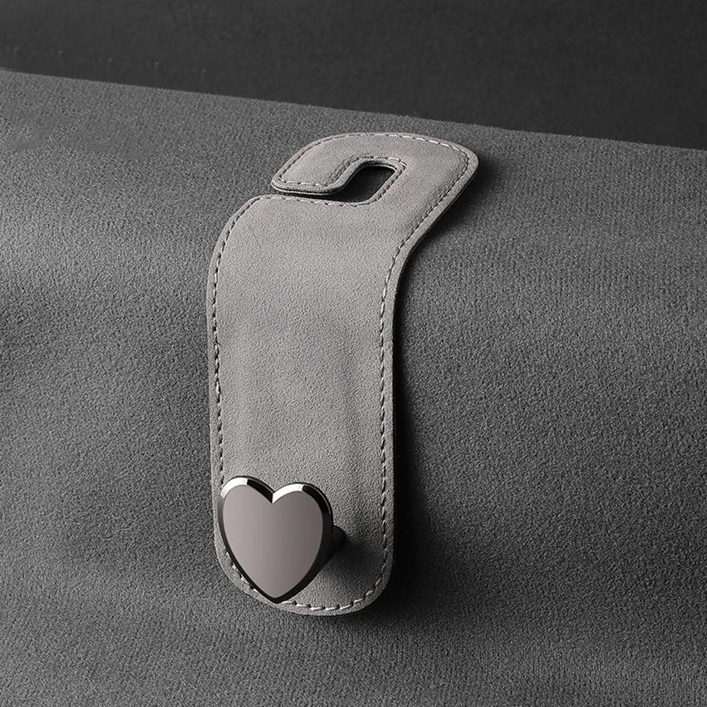 Heart Shape Metal Car Seat Headrest Hooks 2 in 1 Leather Car Seat Back Hook Purse and Bag Backpack Double Hook Car Seat Hanger
