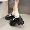 Scarpe Singole Eleganti in Vernice con Tacco Blocco Autunnali Nuove Punta Tonda Bocca Bassa a Cinturino Singolo Scarpe Mary Jane con Plateau