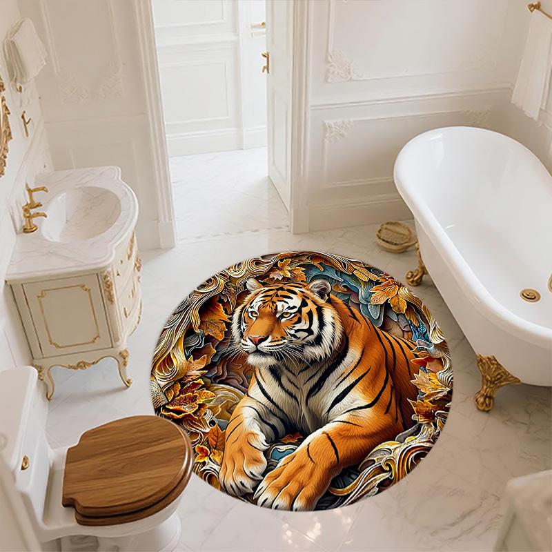 Embossed Animals  Round Area Rug,Carpet Rug for Living Room Bedroom Sofa Playroom Decor,Non-slip Floor Mat