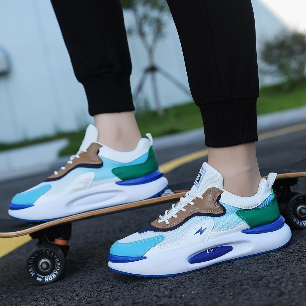 Herrenschuhe 2025 neue trendige Marke Freizeitschuhe Plateau Mesh atmungsaktiv Sport verschleißfest Koreanische Version Mode Studenten Board Schuhe