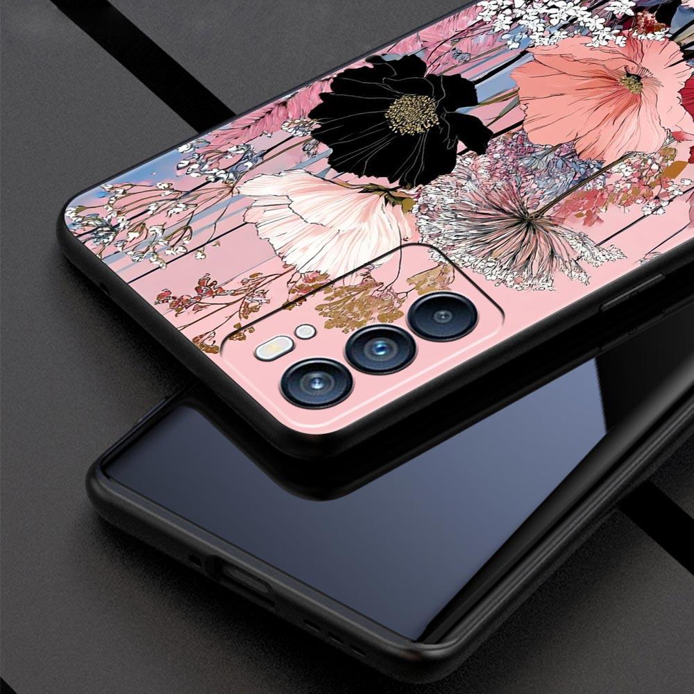 Abstract Plants Flower Phone Case For Oppo A17 A31 A54 A57 A78 A79 A98 Find X5 X6 Reno 6 7 8 10 11 12 13 F Pro 5G Soft TPU Cover