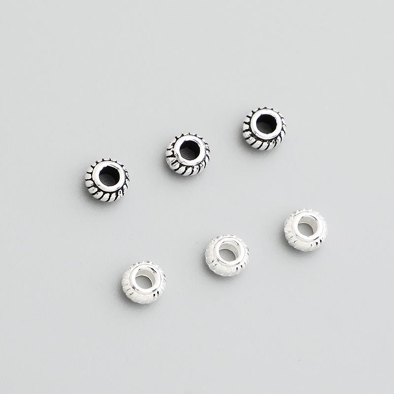 S925 Sterling Silver Striped Lantern Spacer Beads for DIY Beaded Bracelets