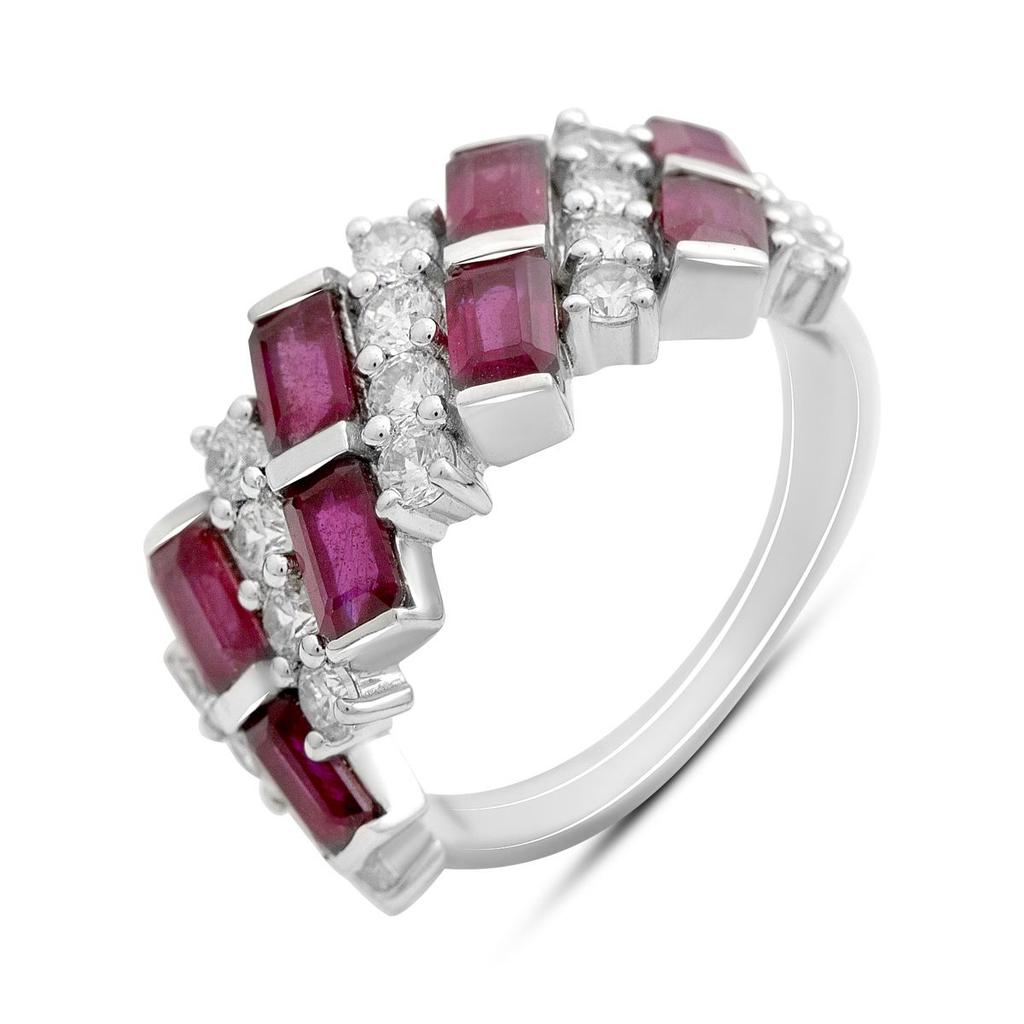 Серебряное кольцо с натуральным рубином 5.59ct, фианитами, вес изделия 5,16 гр (2205029)