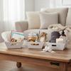 Set of 6 Large White Gift Basket With Ribbons and Handles for Birthdays Holidays Weddings Special Event