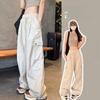Womens Cargo Pants With Wool Blend Fabric For Casual Spring Summer Wear