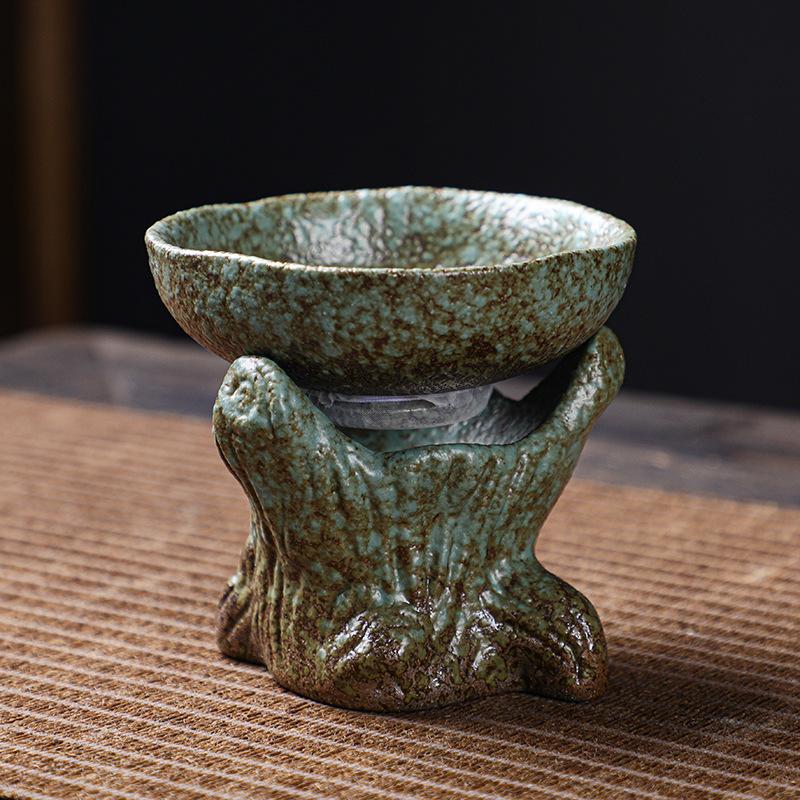 Japanese-style coarse pottery fair cup tea leak integrated set ceramic kung fu tea set eagle beak tea dispenser tea cup tea sea tea filter