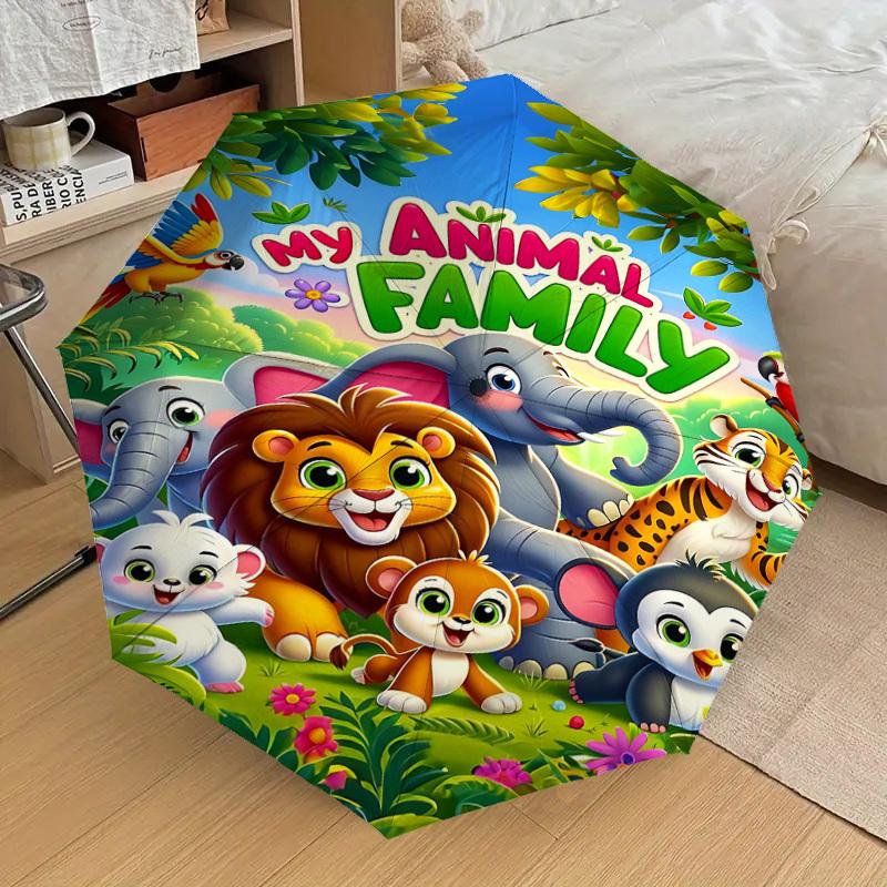 1PC Animal Family Umbrella-8-Rib Reinforced, Automatic Open, Lightweight & Durable, Fashion Accessory for Outdoor, H0323
