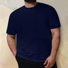 Mens Casual T Shirt Plus Size Short Sleeve Round Neck Solid Color Top Blouse