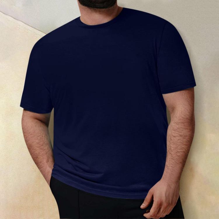 Mens Casual T Shirt Plus Size Short Sleeve Round Neck Solid Color Top Blouse