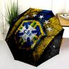 1 PC Automatic Folding Umbrella - Brazil National Football Team Pattern, Portable & Foldable Design with 8 Ribs, Christmas Birthday Gifts