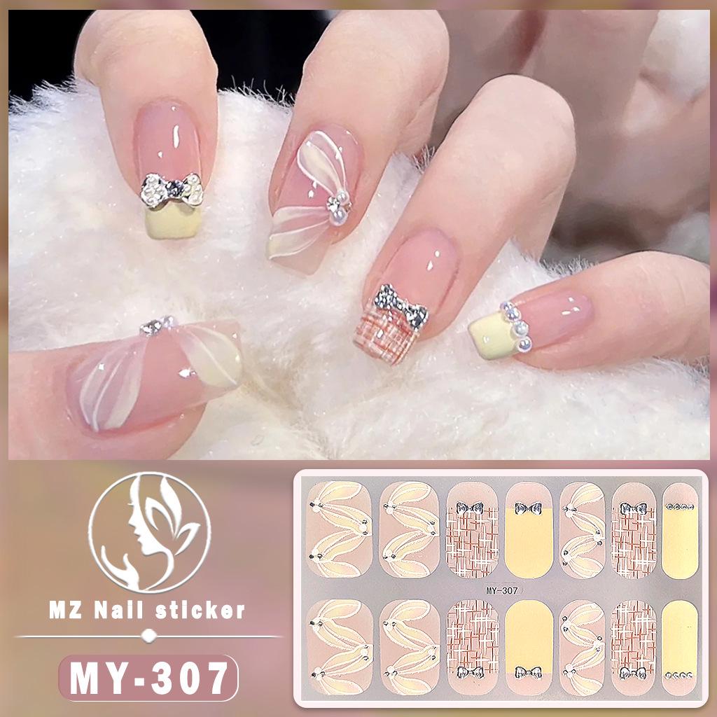 Panda Butterfly 5D No-Bake Nail Stickers - Full Cover, Waterproof, Faux Diamond Design