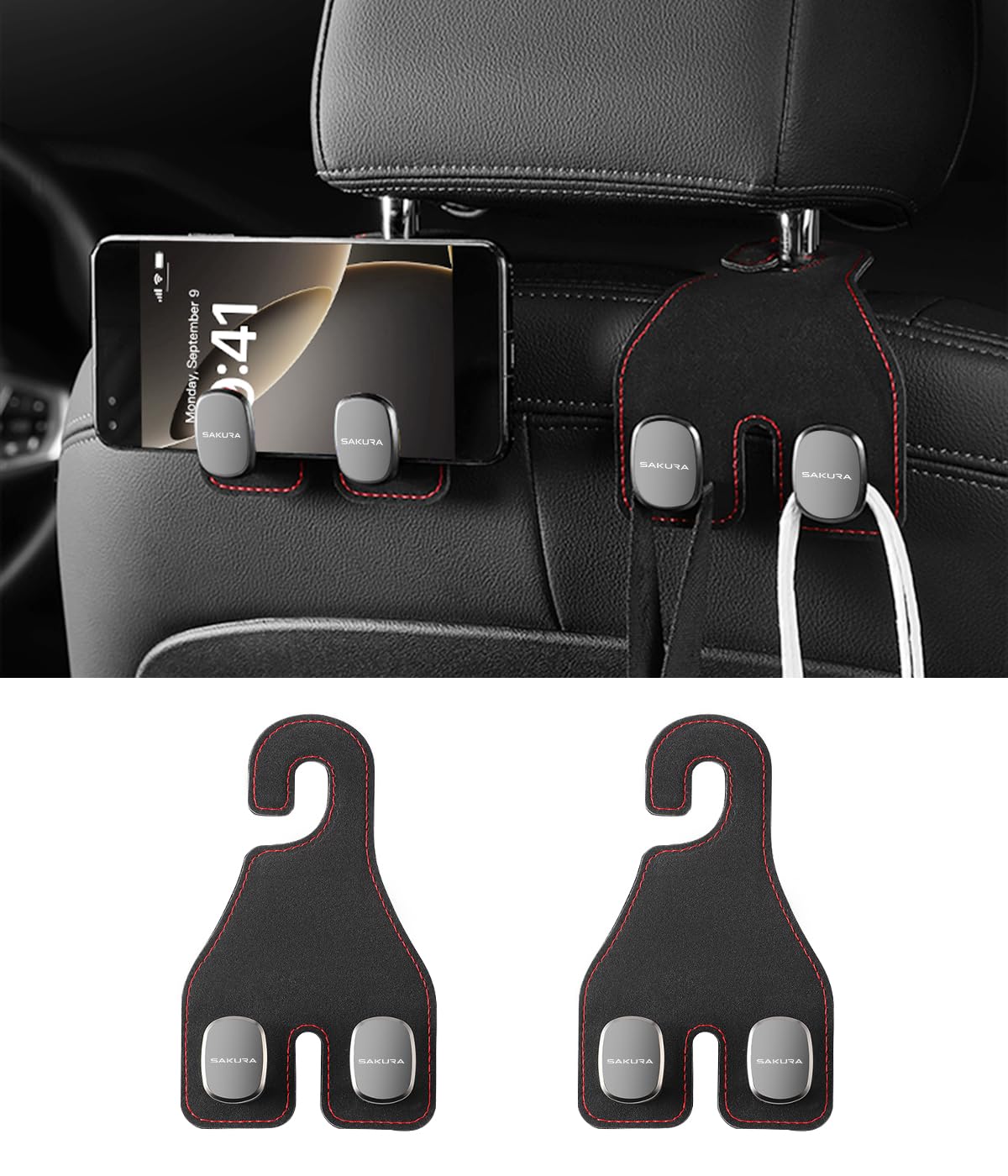 Sakura Exclusive Car Seat Hook Sakura Logo Headrest Hook Sakura Sakura exclusive чёрный