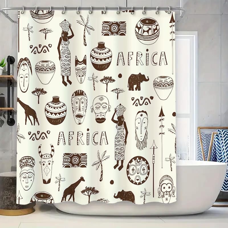 

Vintage African Print Shower Curtain Waterproof Fabric Decorative Home Bathroom Accessories Set W60H190(CM)-1 Pcs