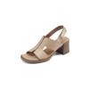 Genuine Leather Women Sandals Open Toe Chunky Heel Women Shoes Sheepskin High Heels Leather Shoes for Women Designer Sandals