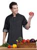 Modern Denim Chef Jacket with Breathable Mesh Sides, Unisex Roll-Up Sleeve Chef Coat, Asymmetrical Indigo Blue Black Kitchen Uniform, XS-XXL