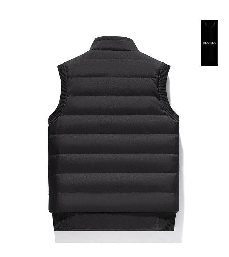 Men's Fleece-Lined Windproof Waterproof Plus Size Stand-Up Collar Sleeveless Jacket for Middle-Aged and Elderly Warm Heart Protection