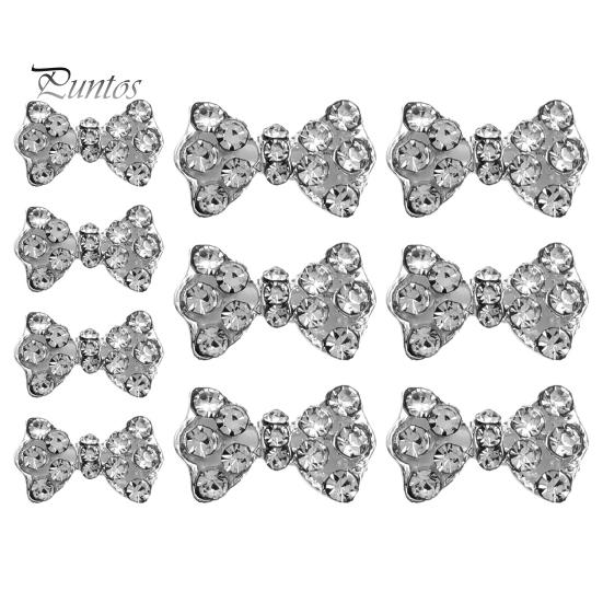 

10 шт., украшения для ногтей из сплава, полый бант, сверкающий дизайн, маникюр, стразы для очаровательных ногтей B