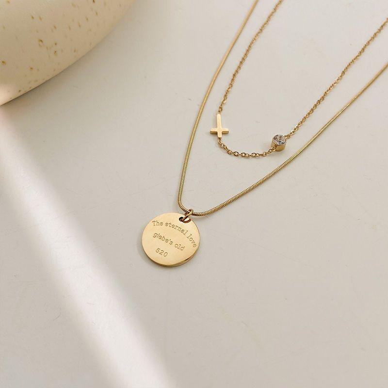 

Двухслойное невыцветающее ожерелье женский титановый стальной стек с сетчатой красной цепочкой ключицы круглогодичный кулон бренда