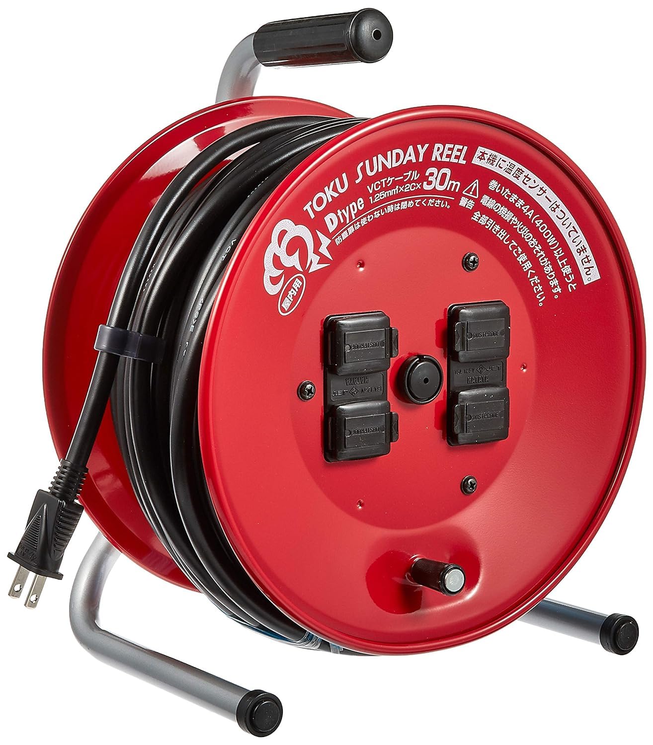 

HATAYA Шнур 30м Стандартний 4 Пилозахищений для та Будівельних Майданчиків D-30 Котушка, Внутрішній, 100В, Шнур, 1,25мм Діаметр, Тип, Розетки, Двері, Дім, Фабрика, чорний