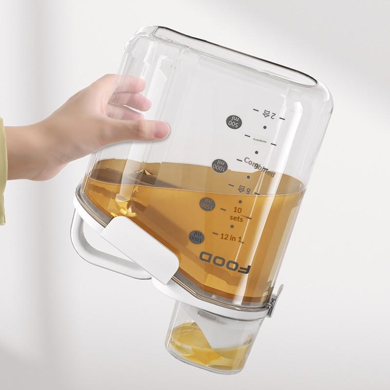 Transparent Plastic Airtight Food Storage Jars with Lids & Measuring Cups Ideal for Baking Ingredients Pantry Kitchen Sorting