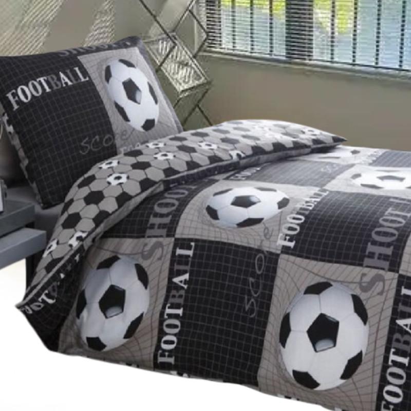 Cartoon Football Bedding Set With Satin Weave For Kids Room Sleep Comfort