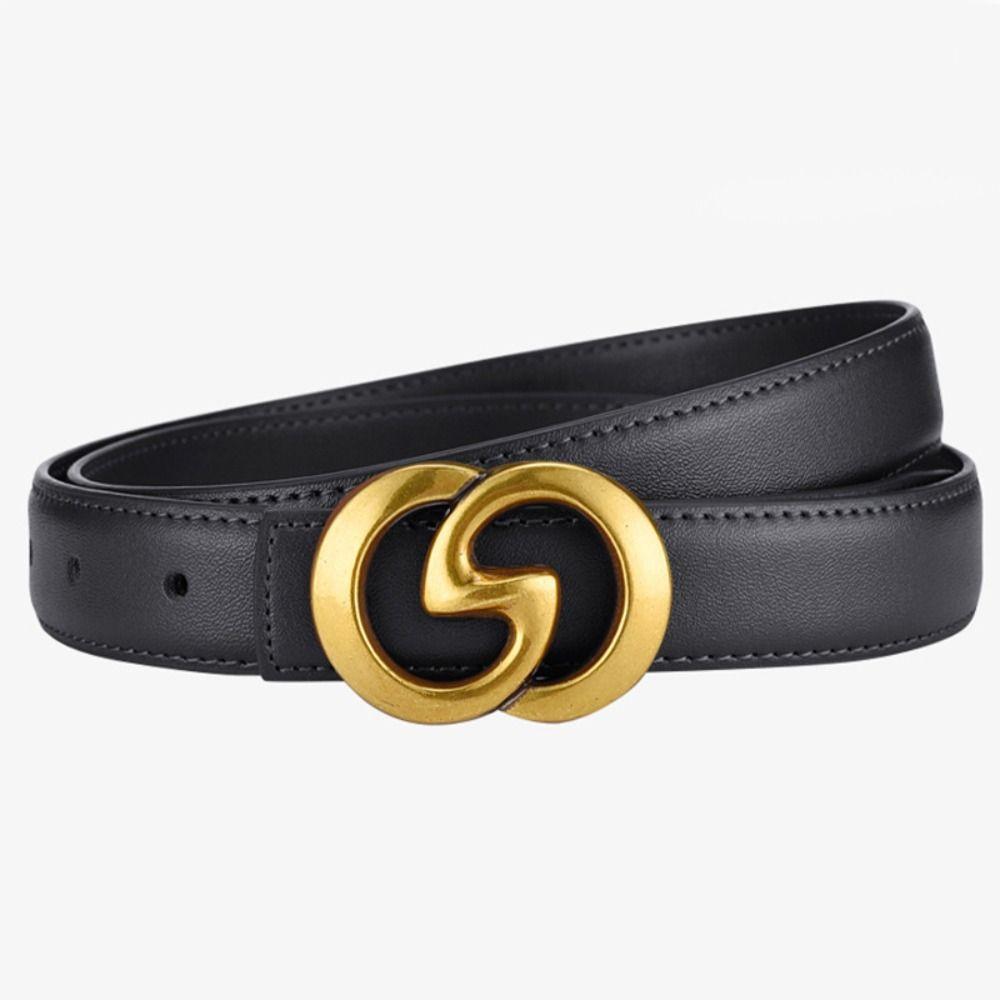 

Women Metal Slide Buckle Belt Luxury Design Waistband Casual Waist Strap чорний