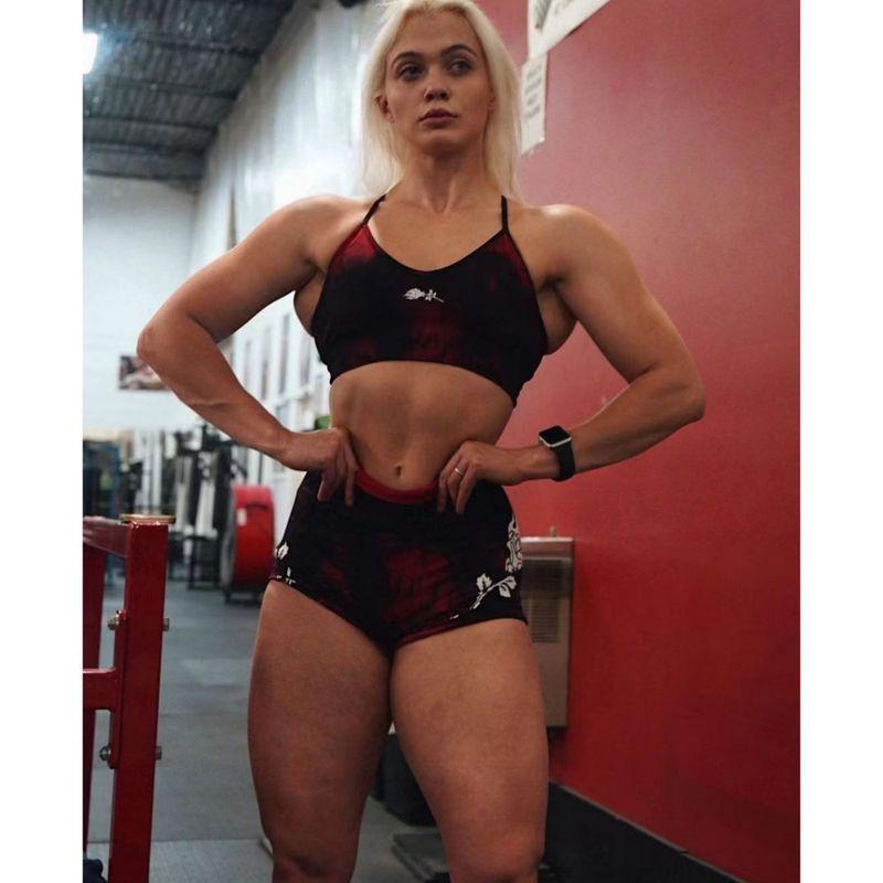 

[Special Offer Big Sale] Civil Region! Tie-Dyed Rose Seamless Knitting Fitness Suit Vest Shorts Women Black and red vest M