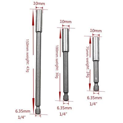 Punta de Destornillador Eléctrico de 1/4 Barra de Extensión Magnética Fuerte Adaptador Rápido de 6,35 mm.