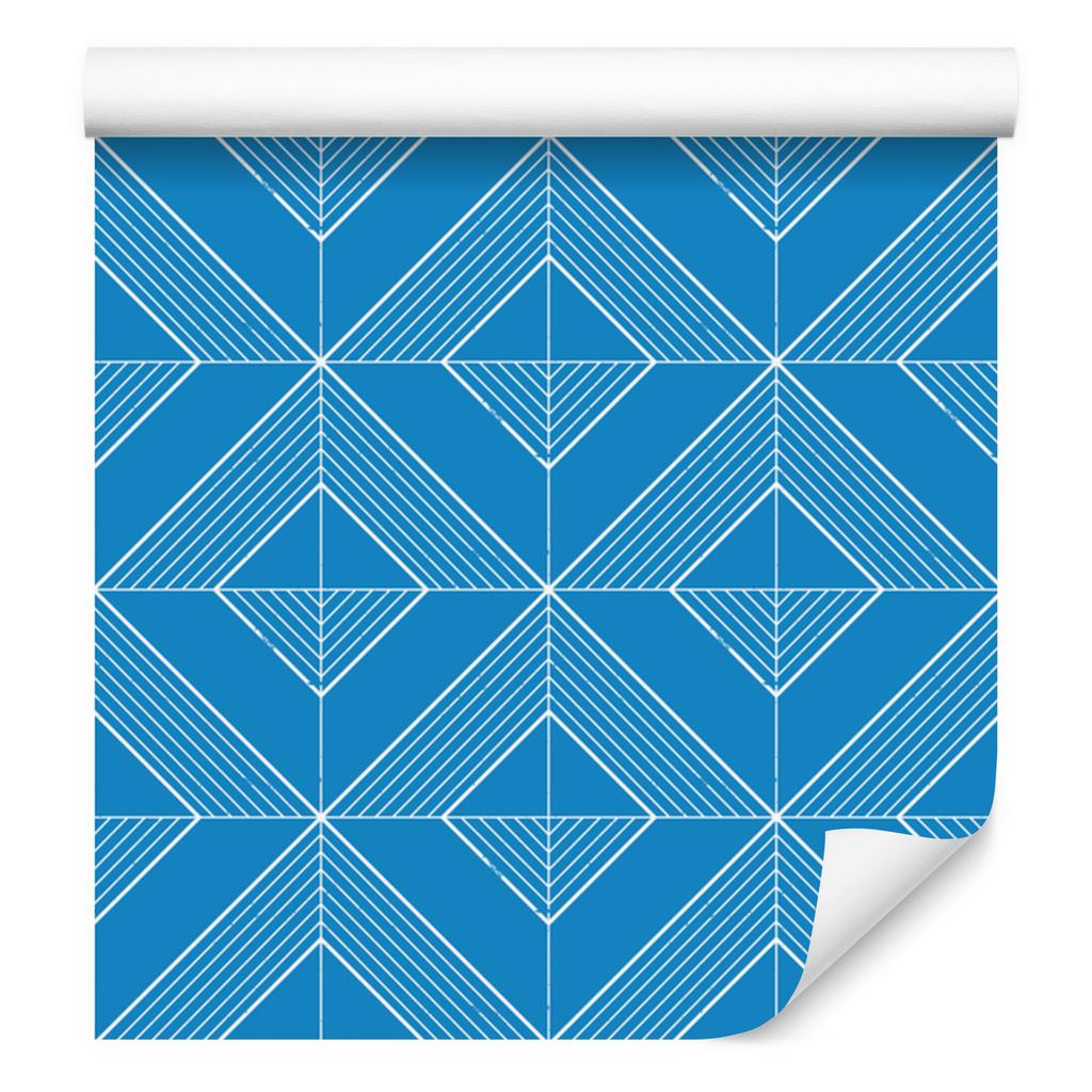 Wallpaper Geometric Rhombuses Blue and Azure, Blue Background 50x1000