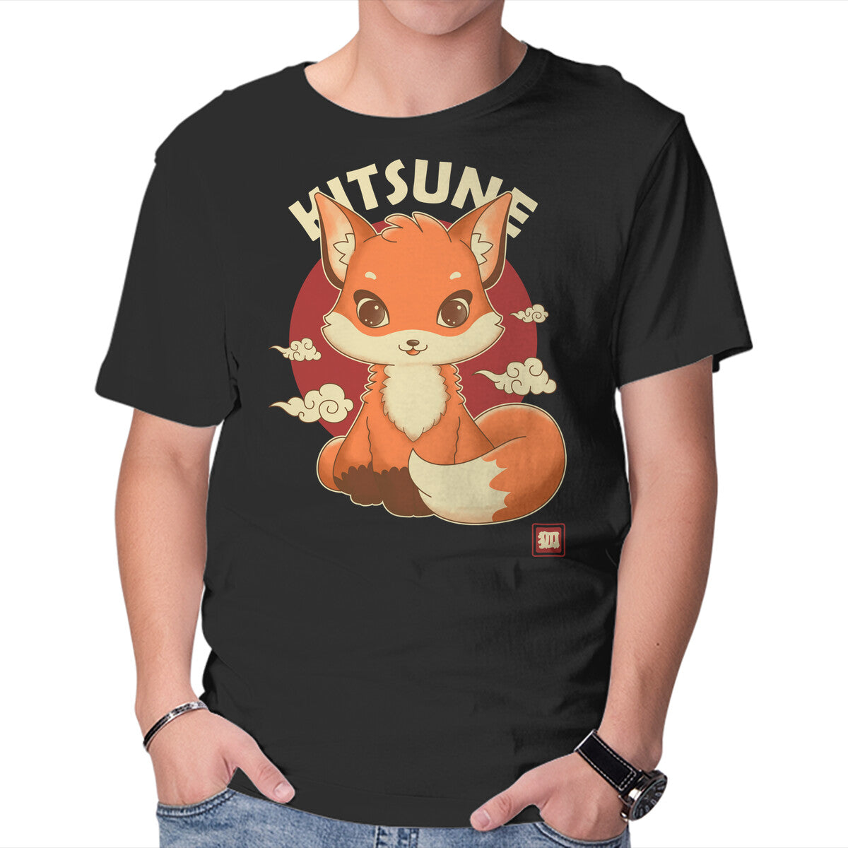 Unisex Crew Neck T-Shirt Kawaii Kitsune Graphic Short Sleeve Casual Tee XL