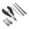 Ingrown Toenail Clipper Kit Straight Angled Cutter Nail Scraper Professional Clipper Set 7pcs Black