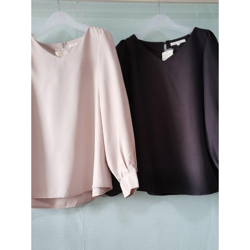 Export Daily Order Tail Goods V Neck Pullover Long Sleeves Shirt Women's Pure Color Fashion Commuter Professional Bottoming Shirt 2023 Spring Clothes