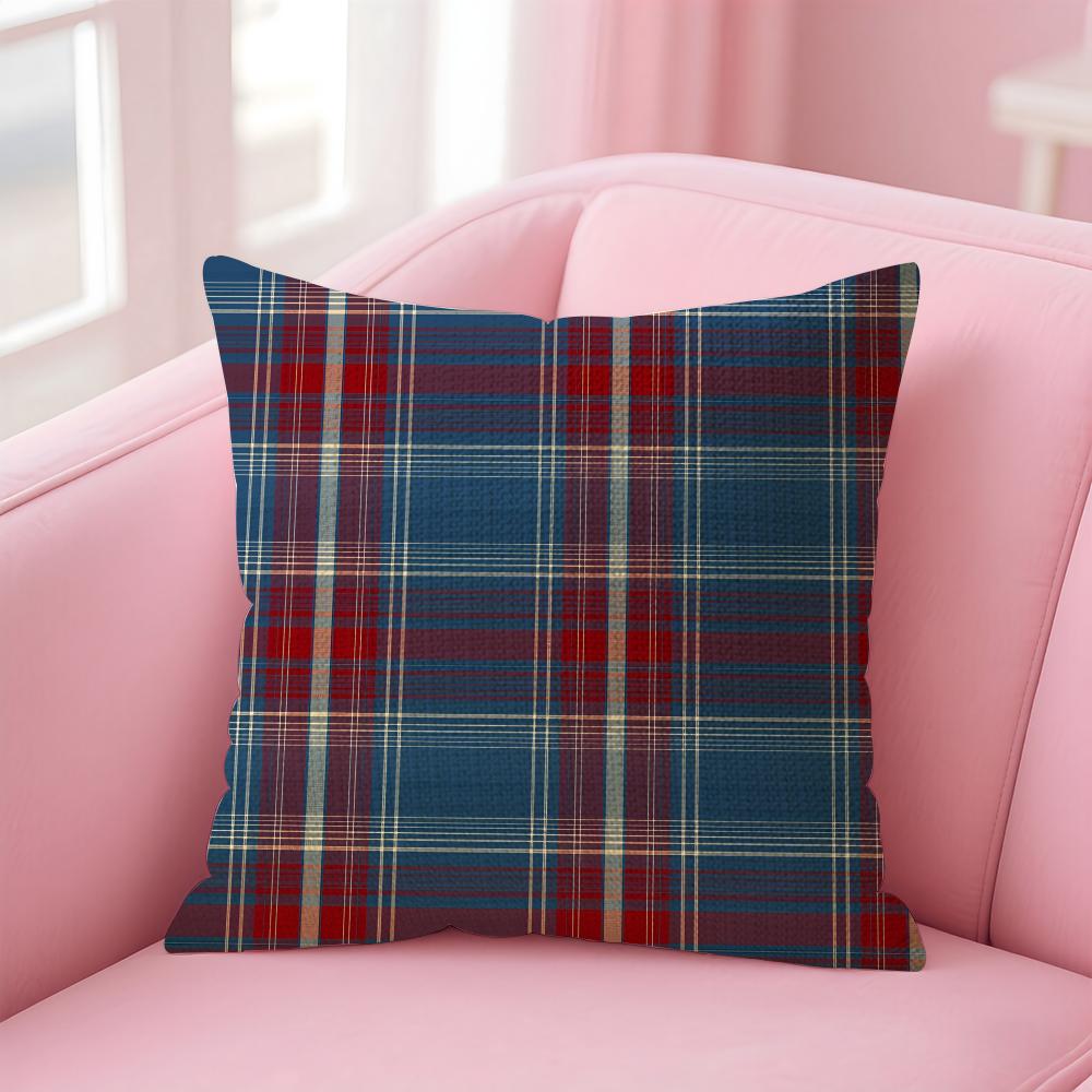 Plaid Luxury Cushion Cover Natural Linen Pillow Case DoubleSided Print Decorative Sofa Pillowcase Home Decor Gift