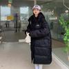 Giacca da donna lunga calda e ispessita antivento con cappuccio in tinta unita autunno e inverno da uomo e da donna