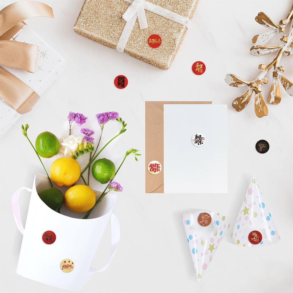500 Pictures/roll New Year’s Spring Festival Handbook Material Decorative Envelope Seal Stickers Dots
