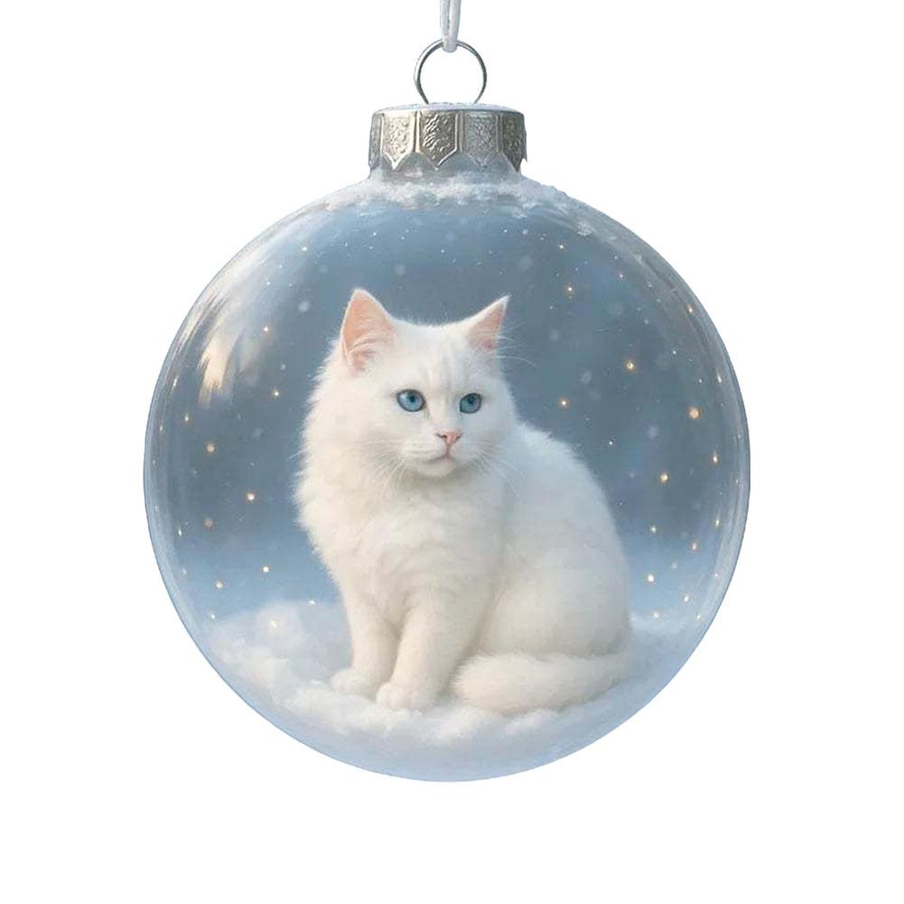 10CM 3D Cat Acrylic Christmas Ball Transparent Glass Ball Pendant Christmas Bubble Glass Ball Christmas Tree Hanging Ornaments