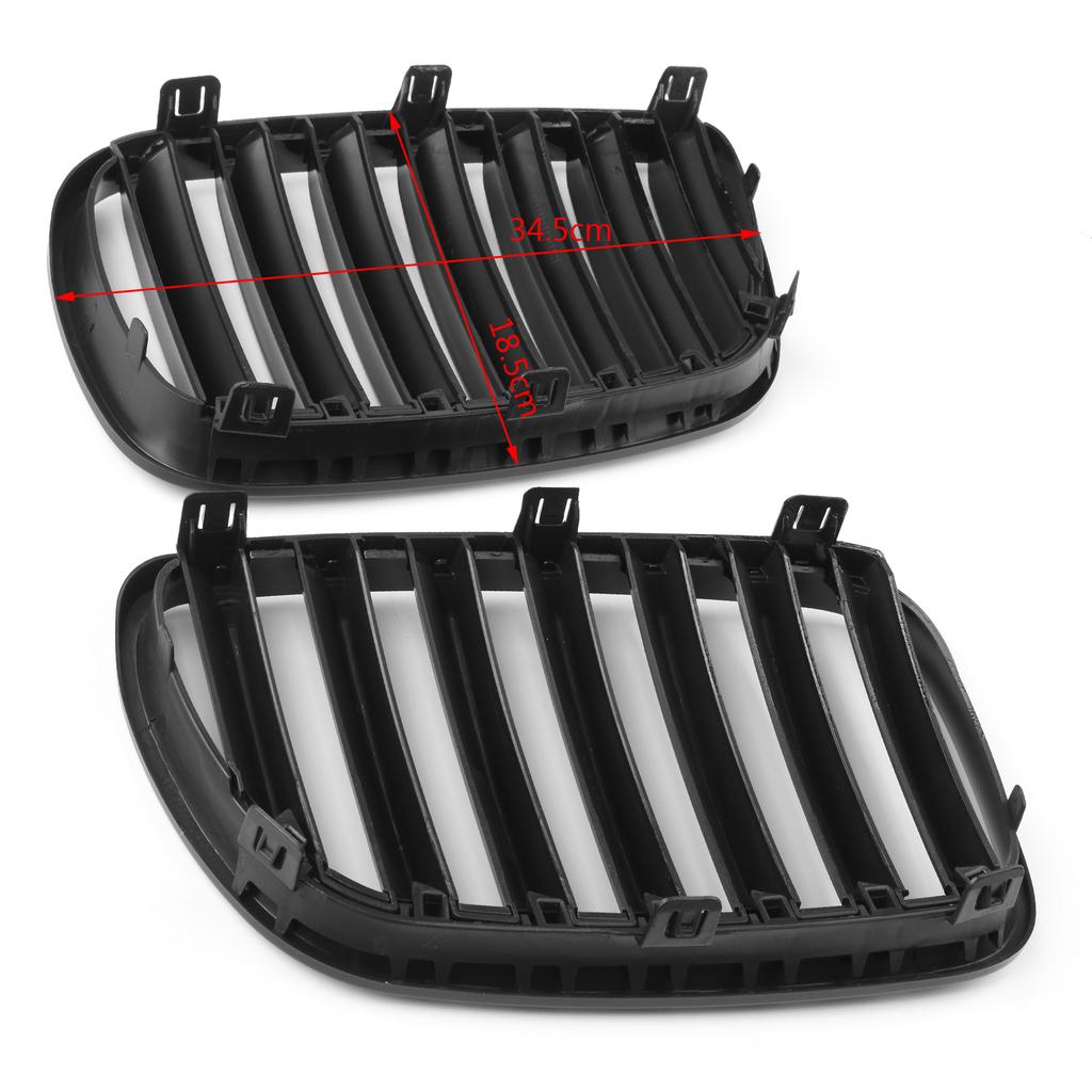 1Pair Gloss Black Front Bumper Grille For BMW E83 X3 LCI Facelift 2007-2010