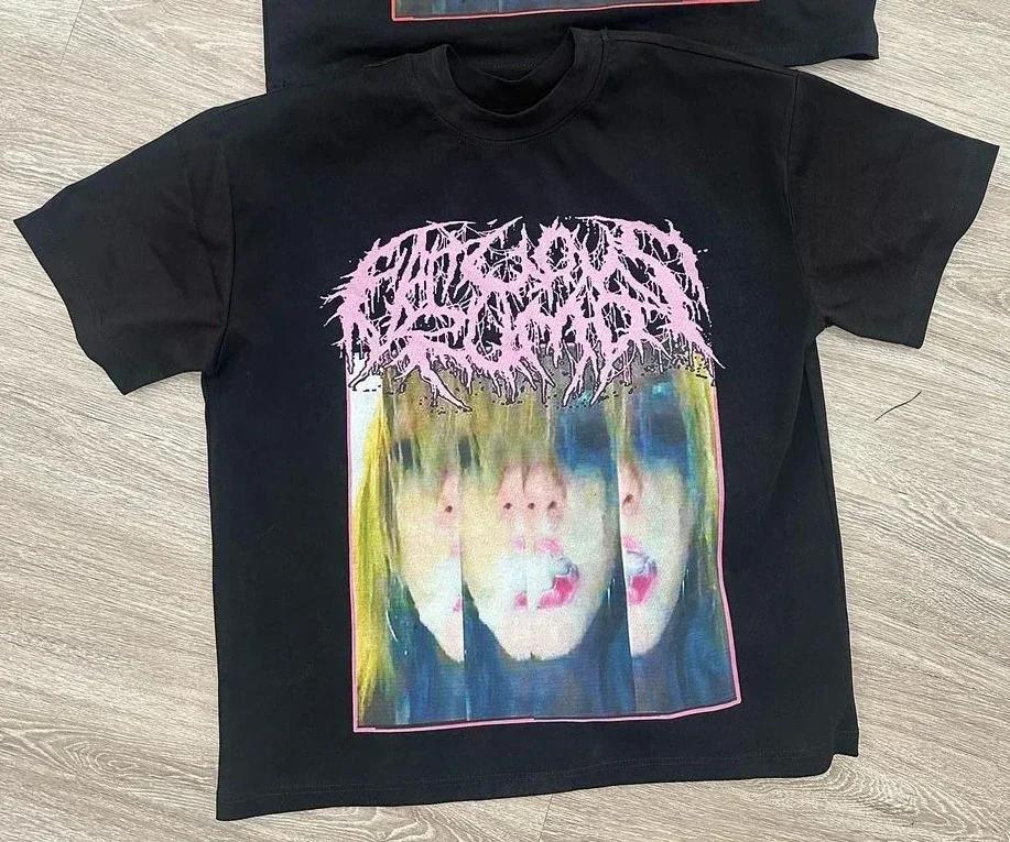 Drolandmiller Print Graphic T Shirts Cotton Harajuku Retro Men Women New Goth Style Short Sleeve Streetwear Y2k Tops S