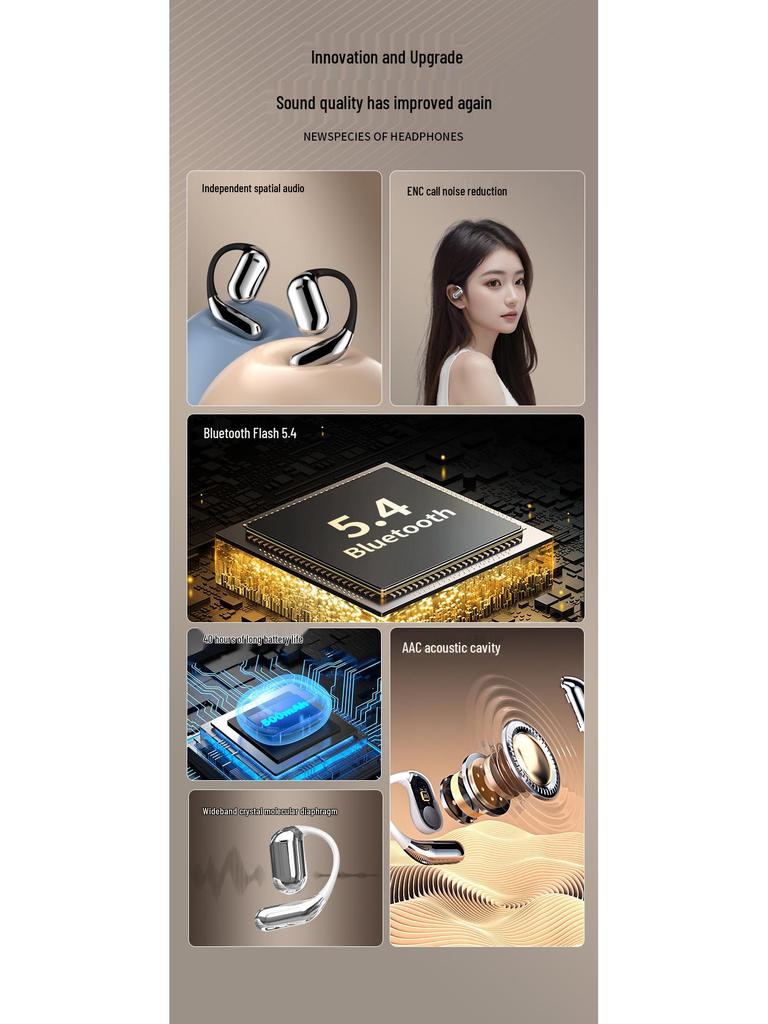Jinanda LCD Screen Bluetooth Sports Headphones with AI Translation