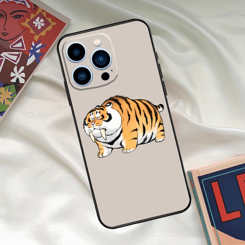 fat tiger Cartoon Funny Phone Case For iPhone 16 14 13 12 11 15 17 Pro Max 15 16 Plus 13 Mini 16e 17 Air Funda Cover