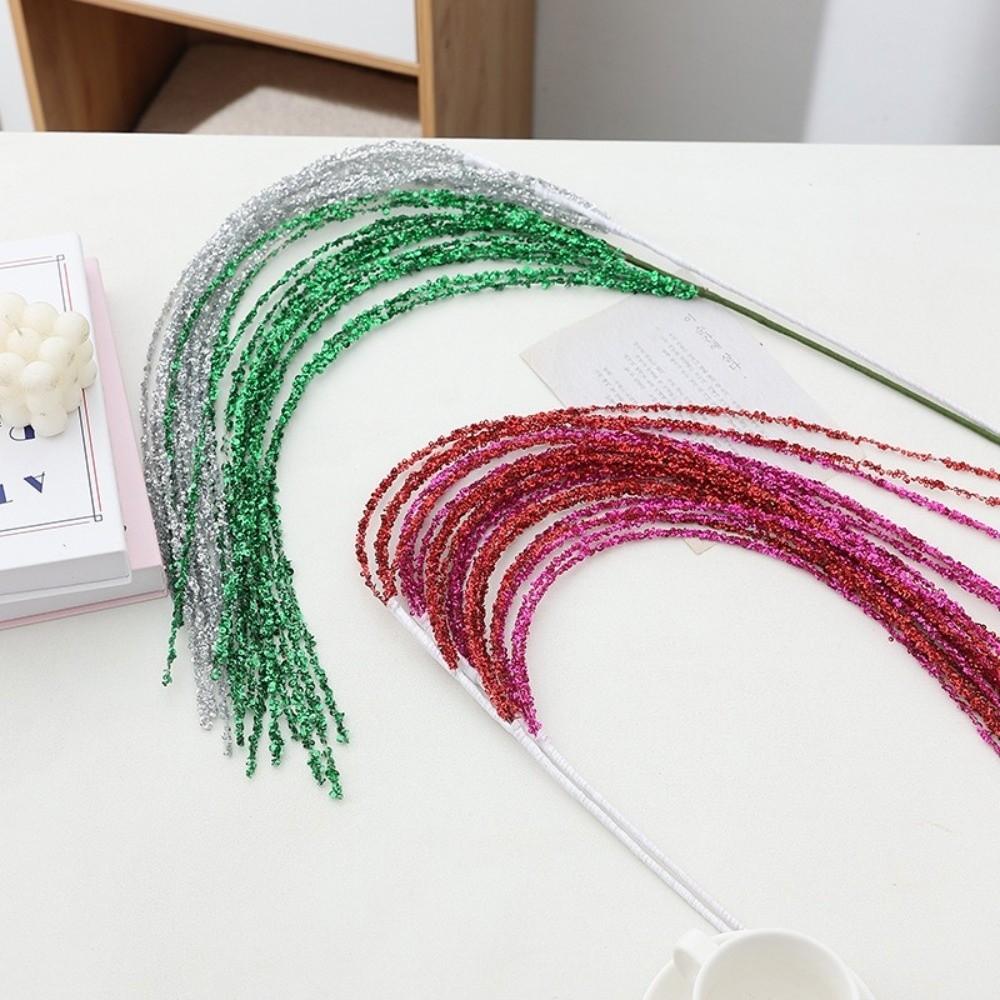 White Color Christmas Branch Sticks Tassel Design Glitter Tassel Wheat Ears  Christmas Party