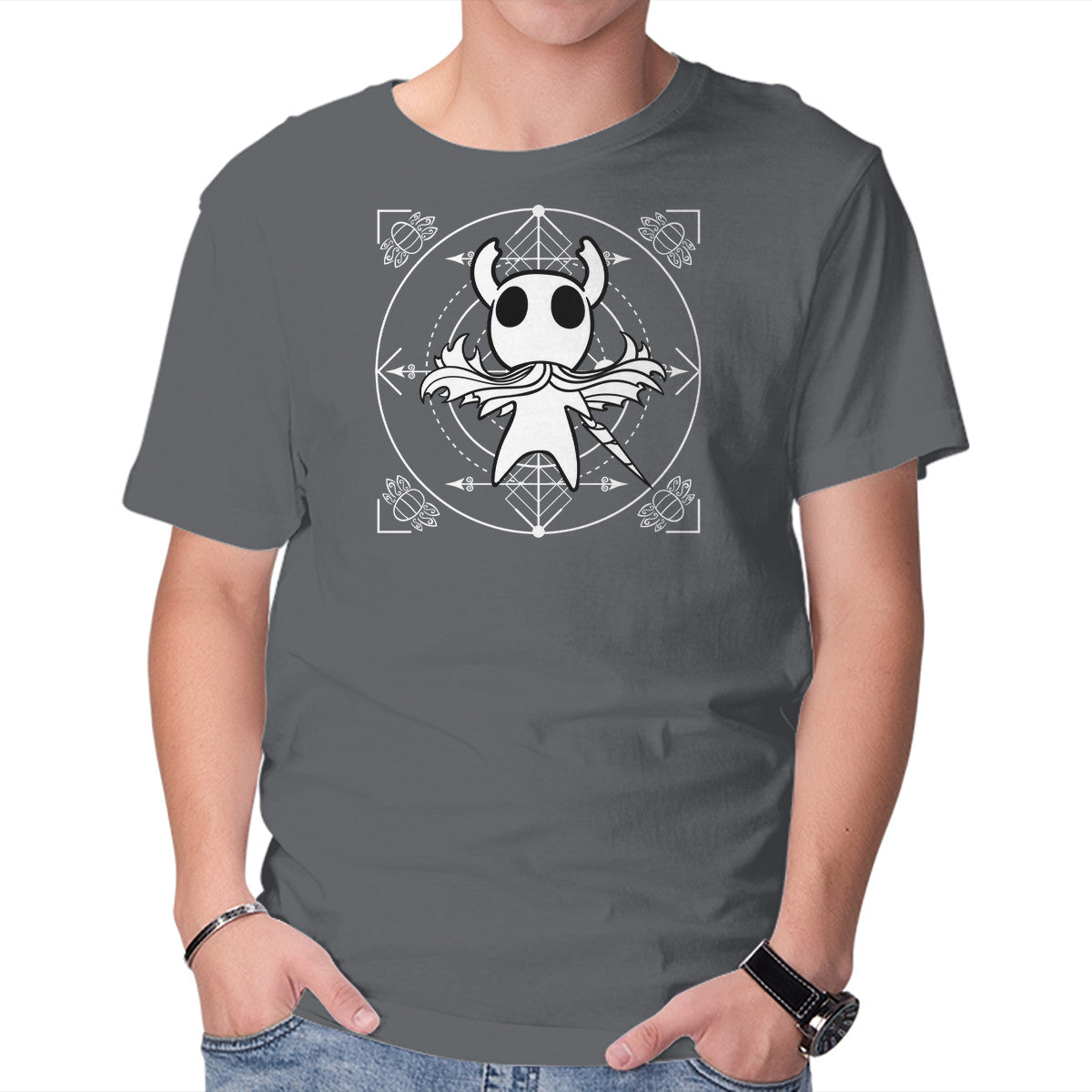 Unisex Crew Neck T-Shirt Bug Knight Graphic Short Sleeve Casual Tee M