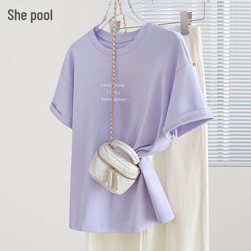 Shechi Women s Loose Fit Letter Print Short Sleeve T-Shirt L