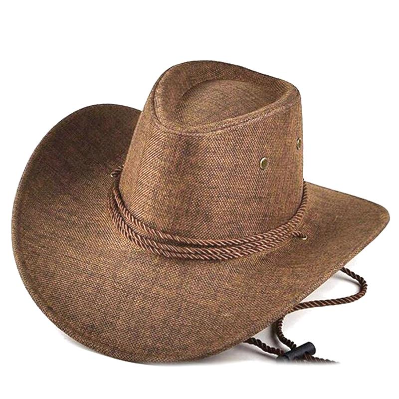 1 STK Retro Leinen Sonnenschutz Kappe Britischer Stil Western Cowboy Einfarbig Herren Atmungsaktiv