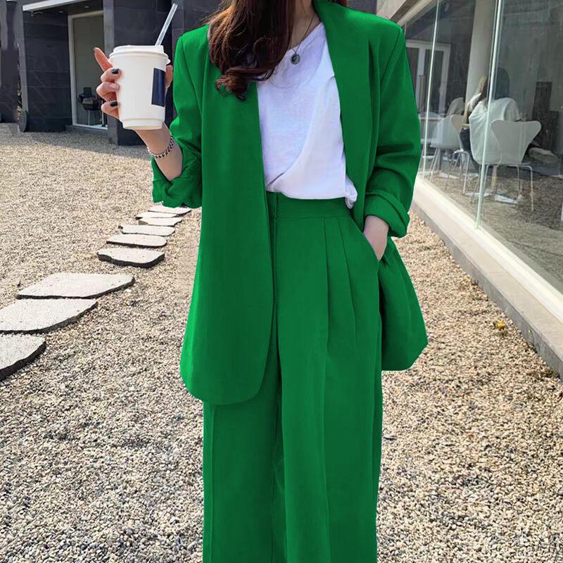 Korean Style 2025 Loose Casual Padded Shoulder Suit Jacket - Multiple Colors