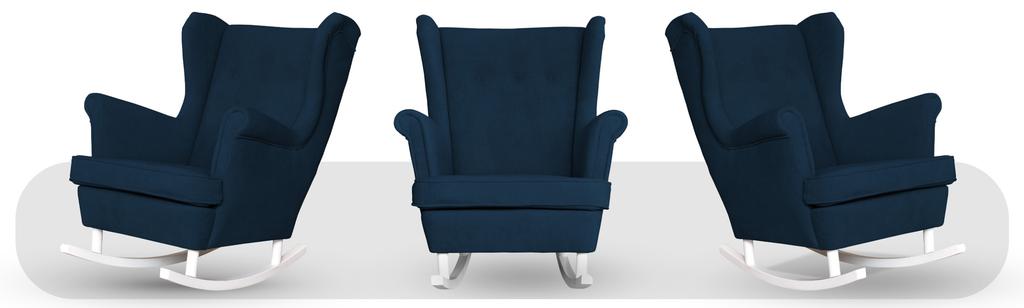 Fotel uszak bujany skandynawski welur Hunter Family Meble granatowy