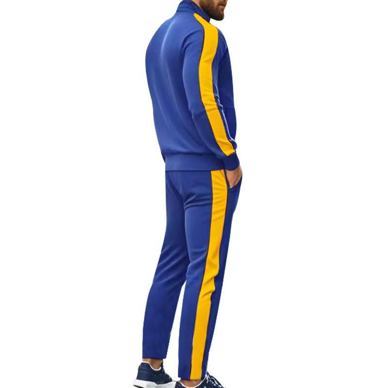 2025 Europe and The United States Spring and Autumn Outdoor New Leisure Men's Sports Suit Color Contrast Outdoor Men's 2 Pieces