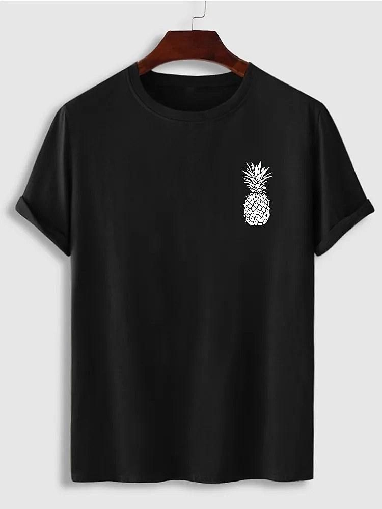 2026 Fashion Short Sleeve T Shirt Pineapple Print Soft Breathable Crew Neck Lady Summer Tops Graphic Tees Playeras De mujeres